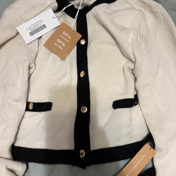 Reformation Cream and Black Cardigan - Picture 3 of 4